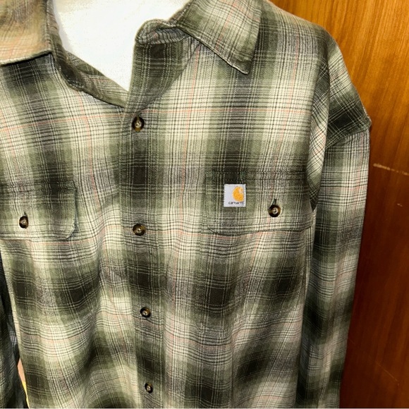 Men Carhartt LOOSE FIT HEAVYWEIGHT FLANNEL LONG-SLEEVE PLAID SHIRT 2XL XXL - Picture 4 of 4